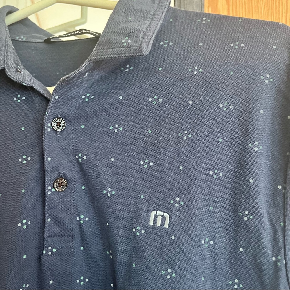 Travis Mathew Navy Polo with Subtle Print - Picture 3 of 6
